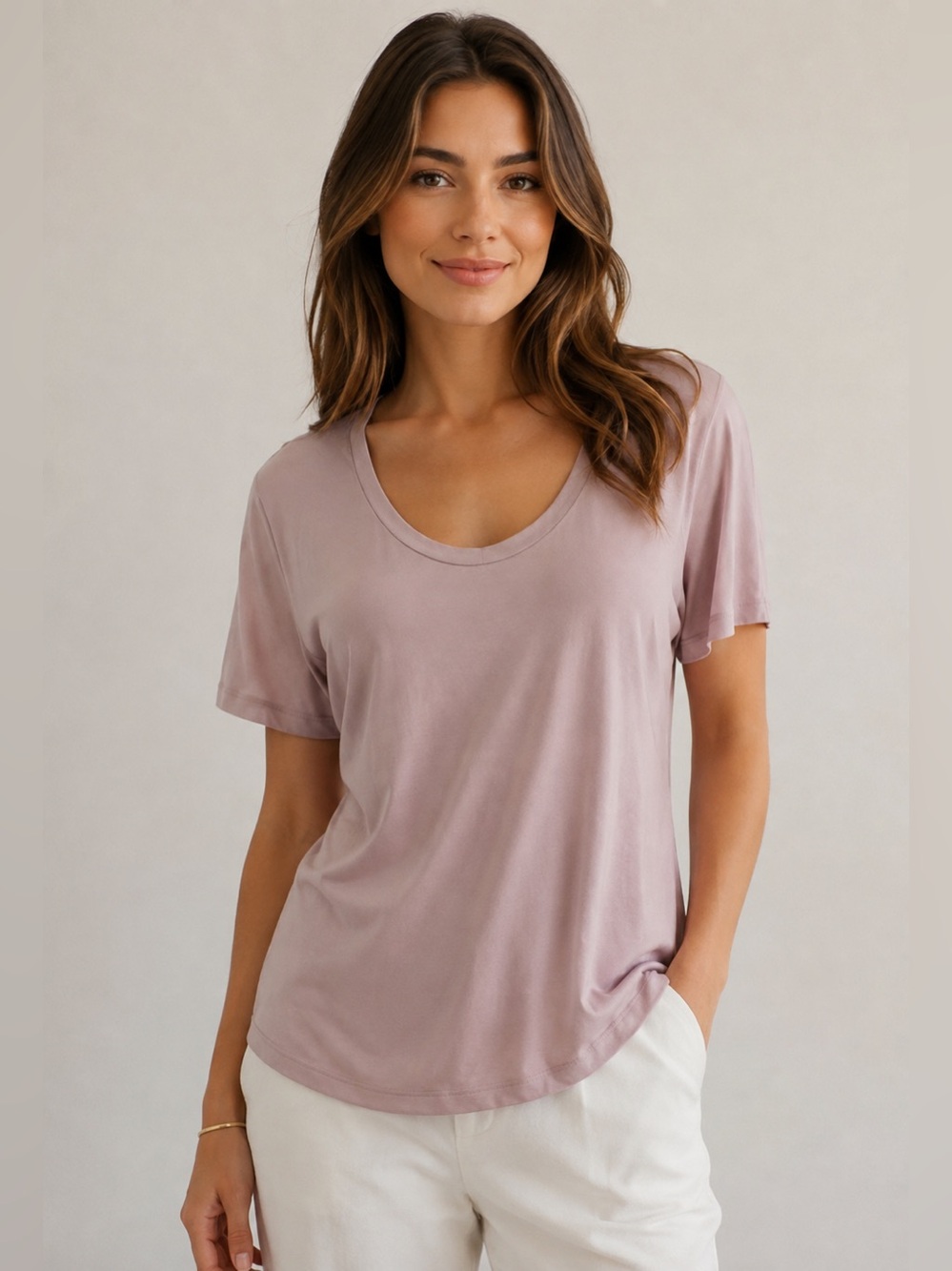 NEW THEORY Women's Pinati Tee Dusty Lilac S